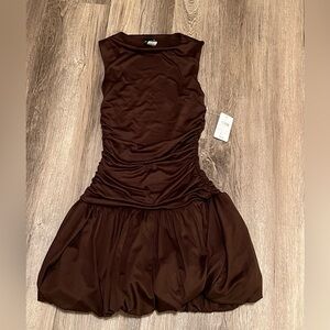 Elegant Brown Sleeveless Dress